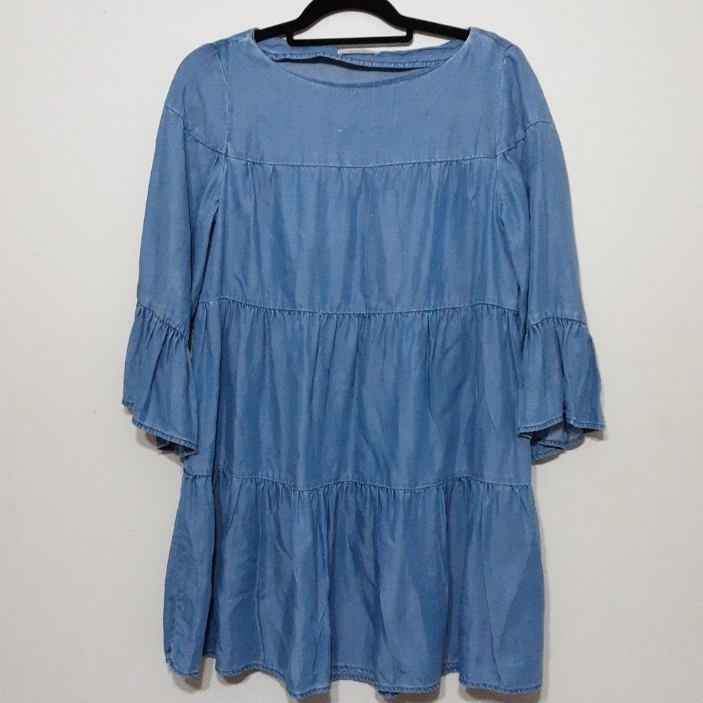 Zara  premium denim women babydoll dress S chambray casual y2k vacation festival